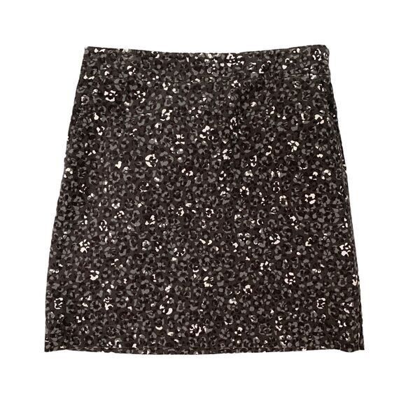 Talbots Corduroy Skirt Womens 12 Gray Multi Fiery Animal A Line Hidden Side Zip - Picture 1 of 11